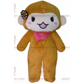 Brown and Pink Monkey BIGGYMONKEY™ Mascot Costume with Scarf