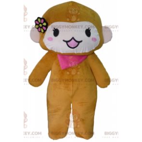 Brun og lyserød abe BIGGYMONKEY™ maskotkostume med tørklæde og