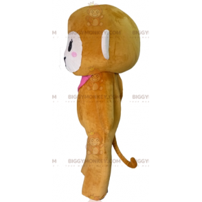 Braunes und rosa Affen BIGGYMONKEY™ Maskottchenkostüm mit Schal