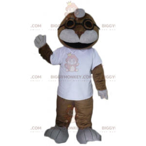 Costume de mascotte BIGGYMONKEY™ de phoque d'otarie marron et