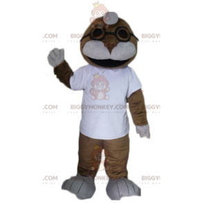 Bruin en wit zeeleeuwzegel BIGGYMONKEY™ mascottekostuum -