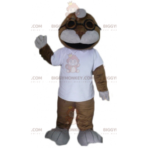 Kostium maskotki brązowo-białego lwa morskiego BIGGYMONKEY™ -