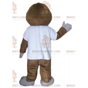 Traje de mascote BIGGYMONKEY™ de foca marrom e branca de leão