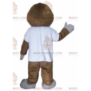 Traje de mascote BIGGYMONKEY™ de foca marrom e branca de leão