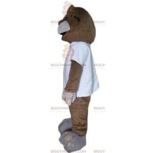 Braunes und weißes BIGGYMONKEY™-Maskottchen-Kostüm mit