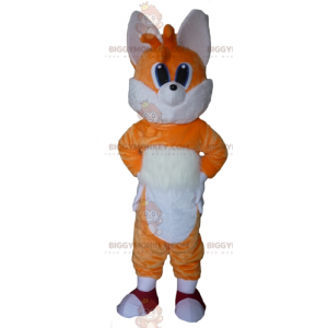 BIGGYMONKEY™ Costume mascotte occhi azzurri volpe arancione e