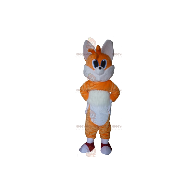 BIGGYMONKEY™ Orange og hvid Fox Blue Eyes maskotkostume -