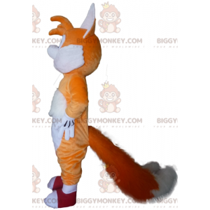 BIGGYMONKEY™ Orange og hvid Fox Blue Eyes maskotkostume -