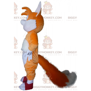 BIGGYMONKEY™ oranje en witte vos blauwe ogen mascottekostuum -