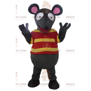 Traje de mascote de rato divertido BIGGYMONKEY™ cinza e rosa