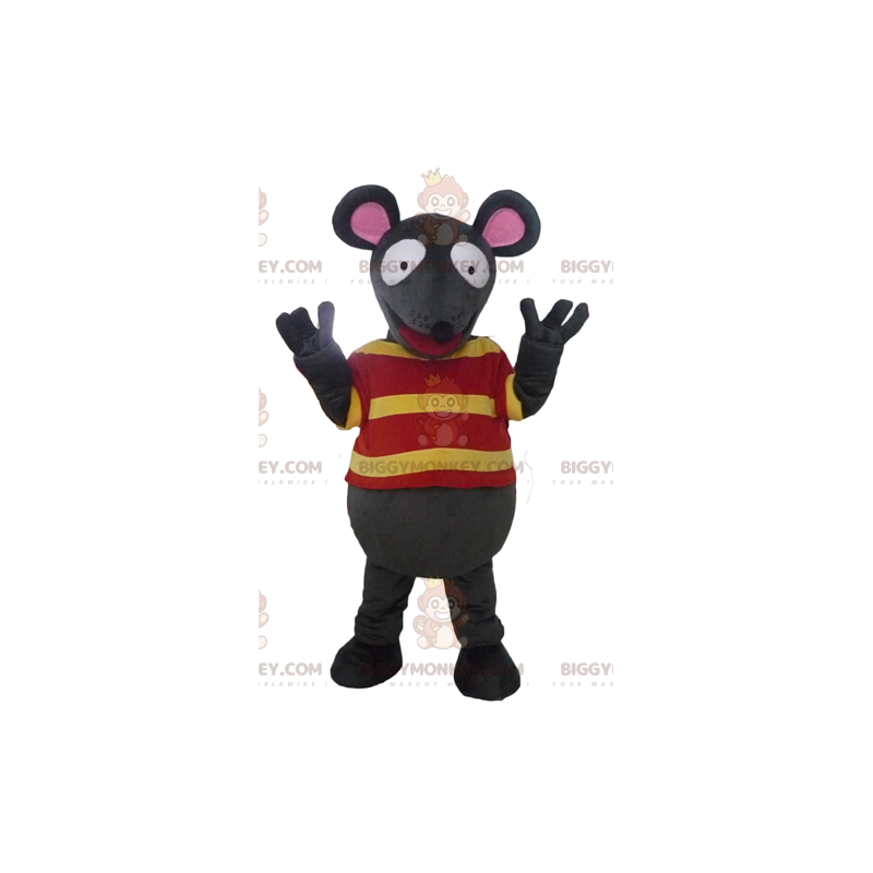 BIGGYMONKEY™ Divertido disfraz de mascota de ratón gris y rosa