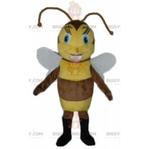 Coqueto y femenino disfraz de abeja marrón y amarilla