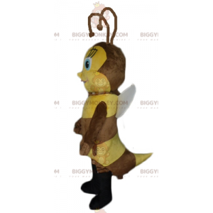 Flirtende og feminin brun og gul bi BIGGYMONKEY™ maskotkostume