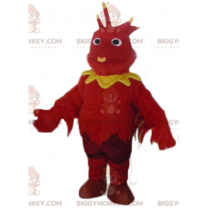 Traje de mascote BIGGYMONKEY™ Dragão Pássaro Vermelho e Amarelo