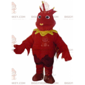 Costume da mascotte drago uccello rosso e giallo BIGGYMONKEY™ -