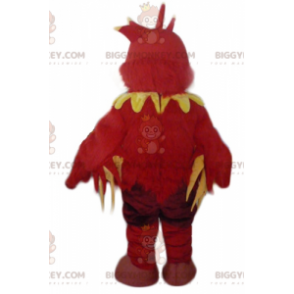 Costume da mascotte drago uccello rosso e giallo BIGGYMONKEY™ -