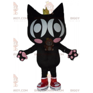 BIGGYMONKEY™ Costume da mascotte Gatto nero e rosa con ali e