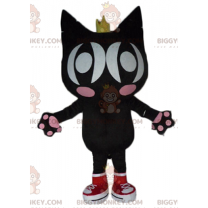 BIGGYMONKEY™ Mascot Costume Black and Pink Cat with Wings and