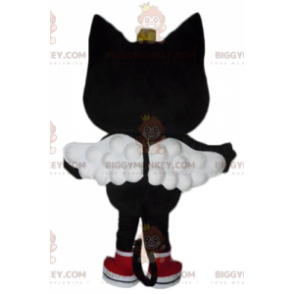 BIGGYMONKEY™ Costume da mascotte Gatto nero e rosa con ali e