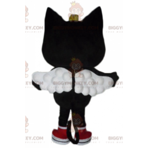 BIGGYMONKEY™ Mascot Costume Black and Pink Cat with Wings and