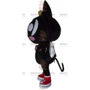 BIGGYMONKEY™ Costume da mascotte Gatto nero e rosa con ali e