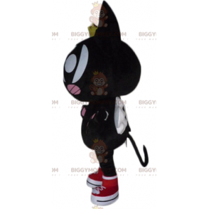 BIGGYMONKEY™ Costume da mascotte Gatto nero e rosa con ali e