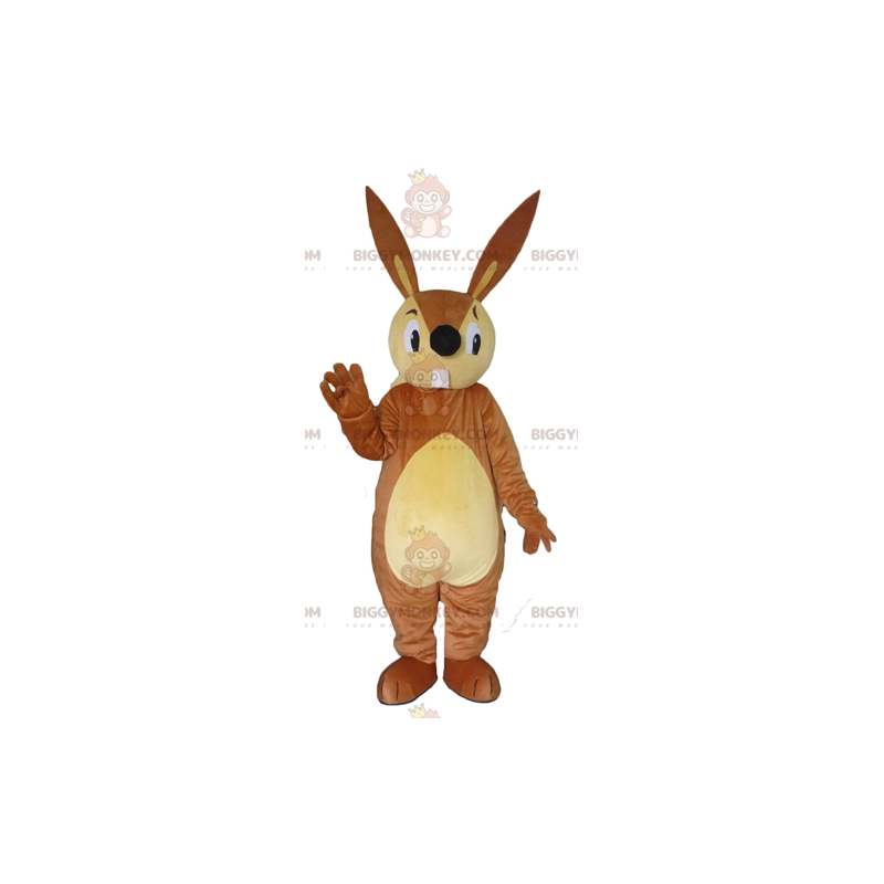 BIGGYMONKEY™ groot bruin en beige konijn mascottekostuum -