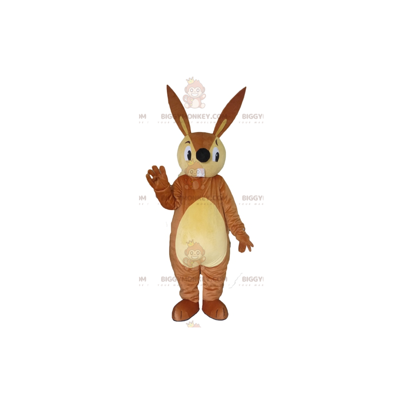 Costume de mascotte BIGGYMONKEY™ de grand lapin marron et beige
