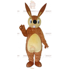 Costume de mascotte BIGGYMONKEY™ de grand lapin marron et beige