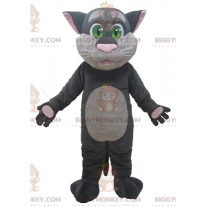 BIGGYMONKEY™ Costume da mascotte Gatto grande grigio e rosa con