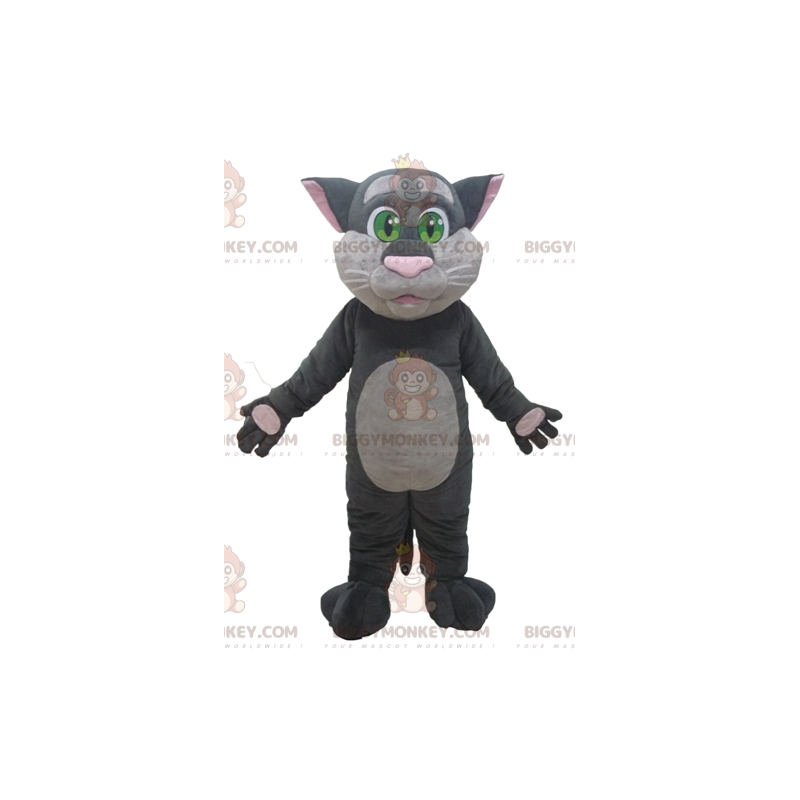 BIGGYMONKEY™ Costume da mascotte Gatto grande grigio e rosa con