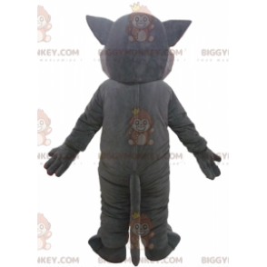 BIGGYMONKEY™ Mascot Costume Big Gray and Pink Cat with Green