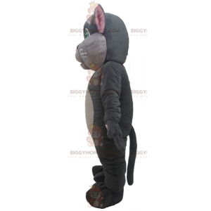 BIGGYMONKEY™ Mascot Costume Big Gray and Pink Cat with Green