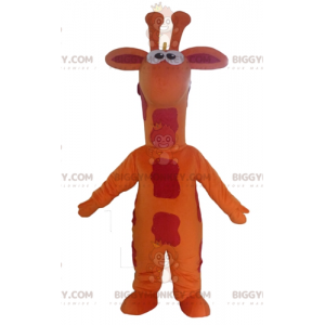 Costume de mascotte BIGGYMONKEY™ de girafe orange rouge et