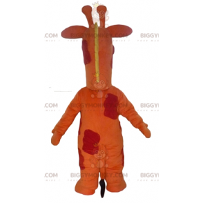 Costume de mascotte BIGGYMONKEY™ de girafe orange rouge et