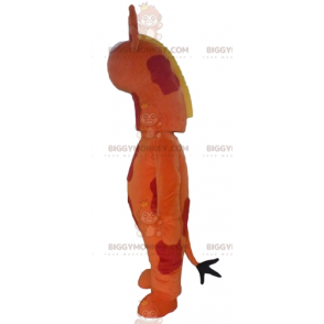 Disfraz de mascota de jirafa gigante naranja roja y amarilla