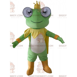 Traje de mascote BIGGYMONKEY™ Sapo amarelo e branco verde com