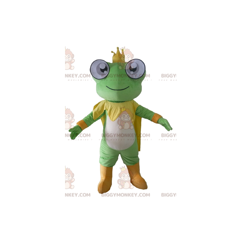 Traje de mascote BIGGYMONKEY™ Sapo amarelo e branco verde com