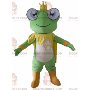 Traje de mascote BIGGYMONKEY™ Sapo amarelo e branco verde com