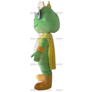 Kostium maskotki BIGGYMONKEY™ Zielona żółto-biała żaba z koroną