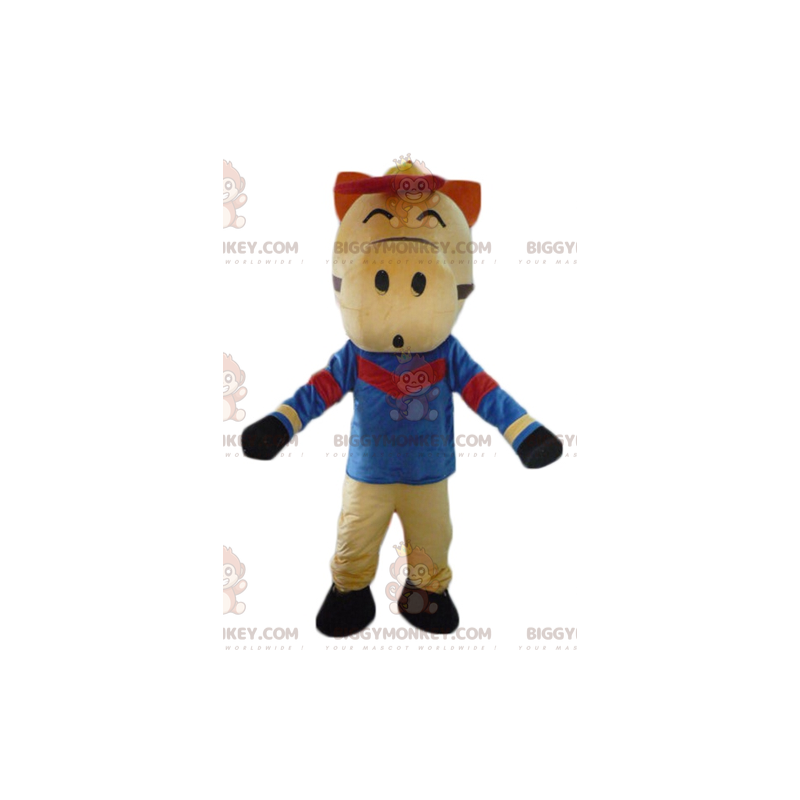 Costume de mascotte BIGGYMONKEY™ de cheval beige rouge et noir