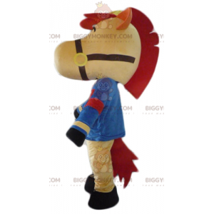 Costume de mascotte BIGGYMONKEY™ de cheval beige rouge et noir