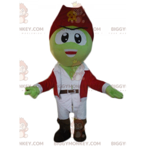 BIGGYMONKEY™-mascottekostuum van groene piraat in witte en rode