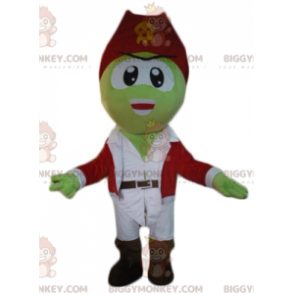 Kostým BIGGYMONKEY™ maskota zeleného piráta v bílo-červeném