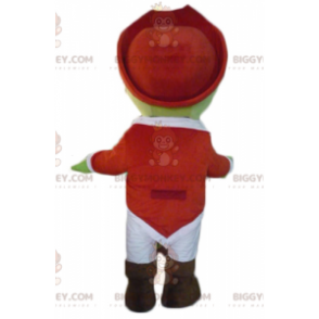Kostým BIGGYMONKEY™ maskota zeleného piráta v bílo-červeném