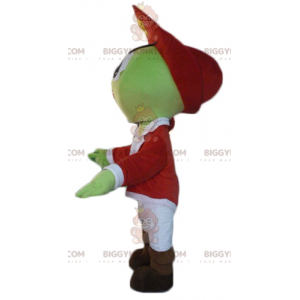 BIGGYMONKEY™ Maskotdräkt av Green Pirate i vit och röd outfit -