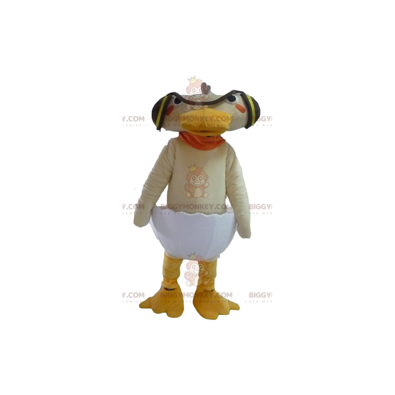 Fato de mascote de pato bege em casca de ovo BIGGYMONKEY™ –