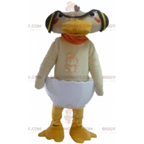 Beige eend in eierschaal BIGGYMONKEY™ mascottekostuum -