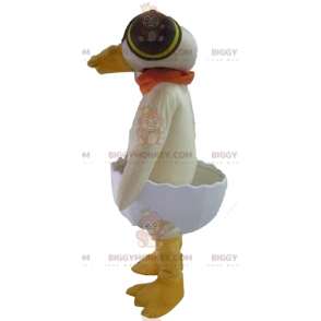 Kostým maskota BIGGYMONKEY™ Béžová kachna ve vaječné skořápce –