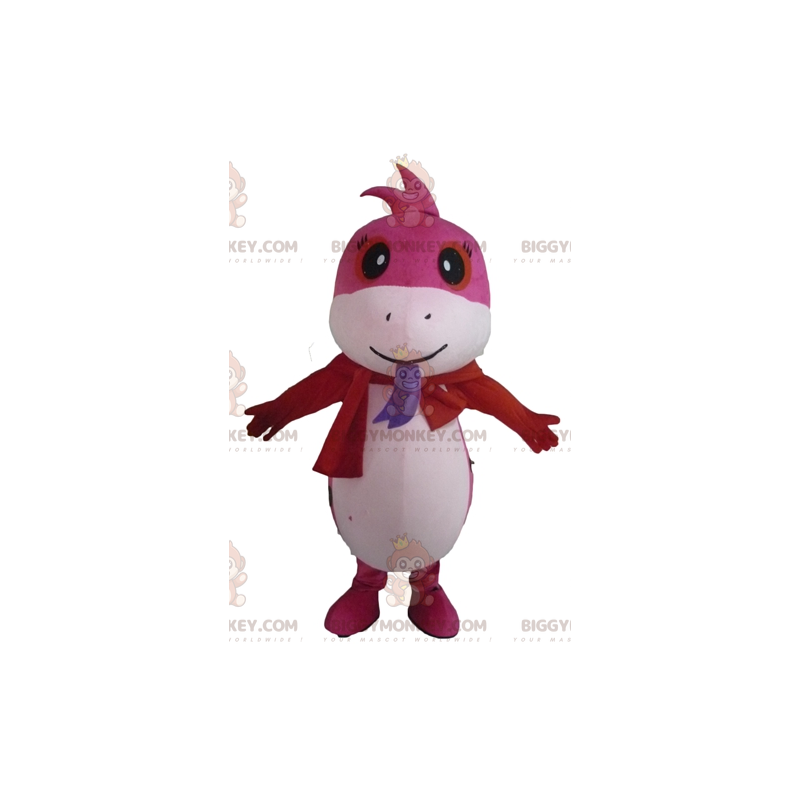 Costume de mascotte BIGGYMONKEY™ de joli serpent rose et blanc